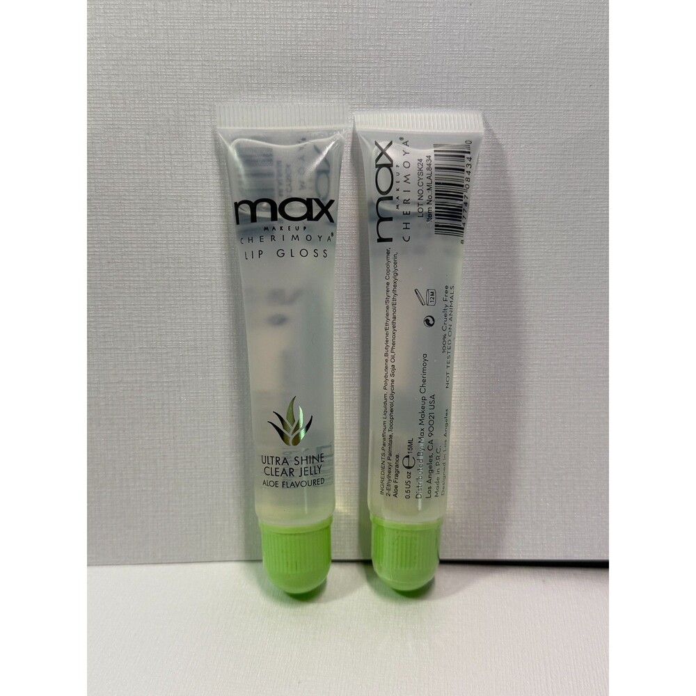 Max Makeup Cherimoya Ultra Shine Clear Jelly Lip Gloss – Aloe Flavoured (2‑Pack)